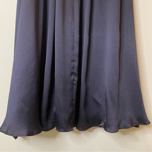 L'Agence Ocean 100% Silk Maxi Skirt High Slit Midnight Blue Small - Picture 14 of 16